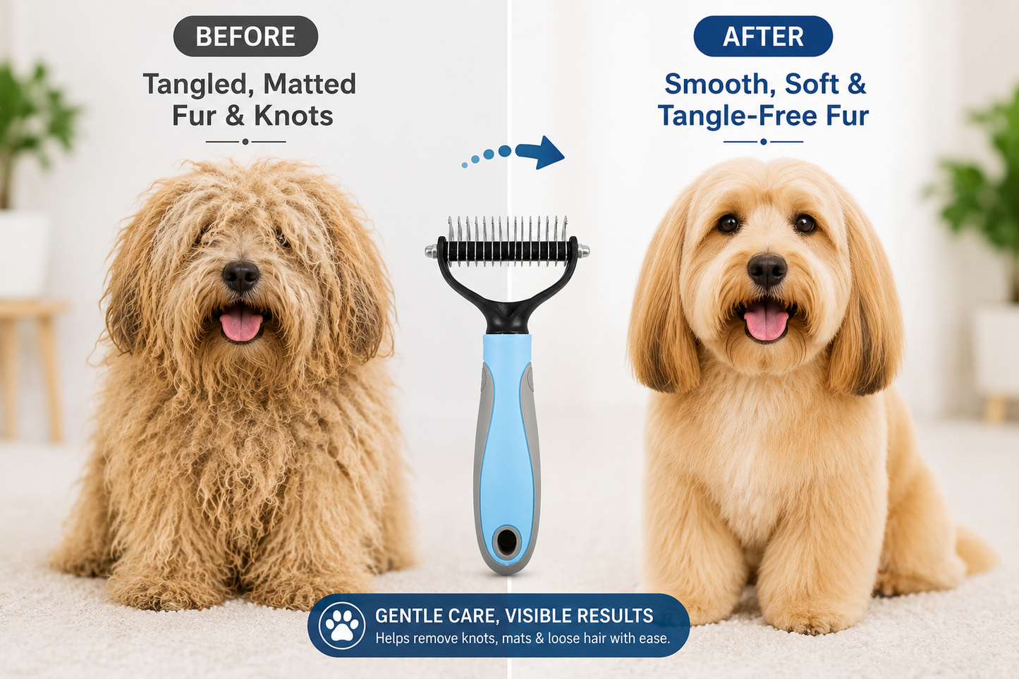 Pet Knot Remover Comb – Gentle De-Shedding & Detangling Tool